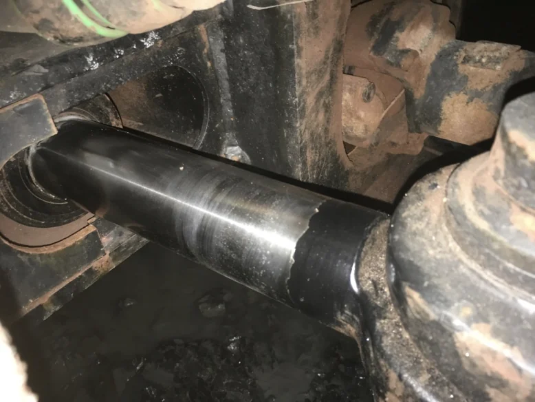 TripleHard® coated cylinder rod on a mining machine after 34 months, bright and free of rust
